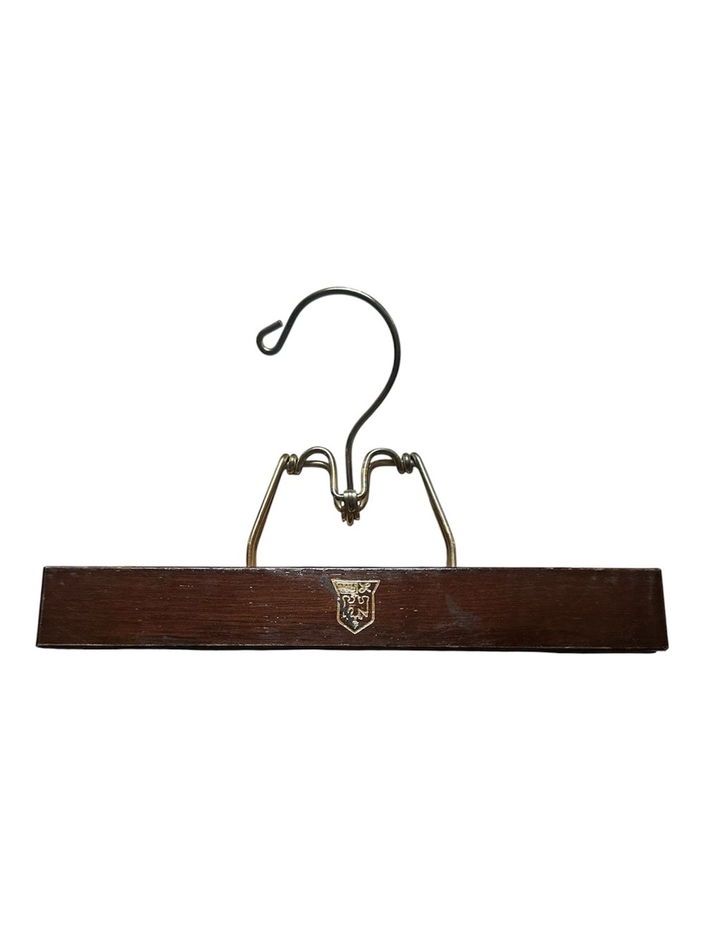 Vtg Royal German Wooden Skirt/Pant Hanger with Brass Clip - Brown